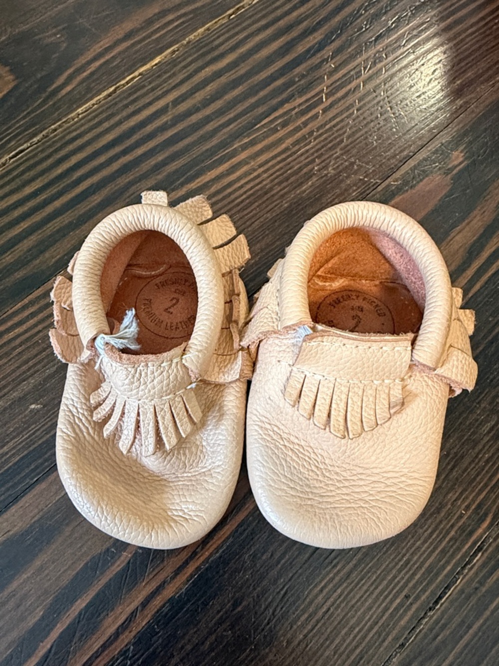 Freshly Picked Leather Baby Moccasins - Light Blush Size 2